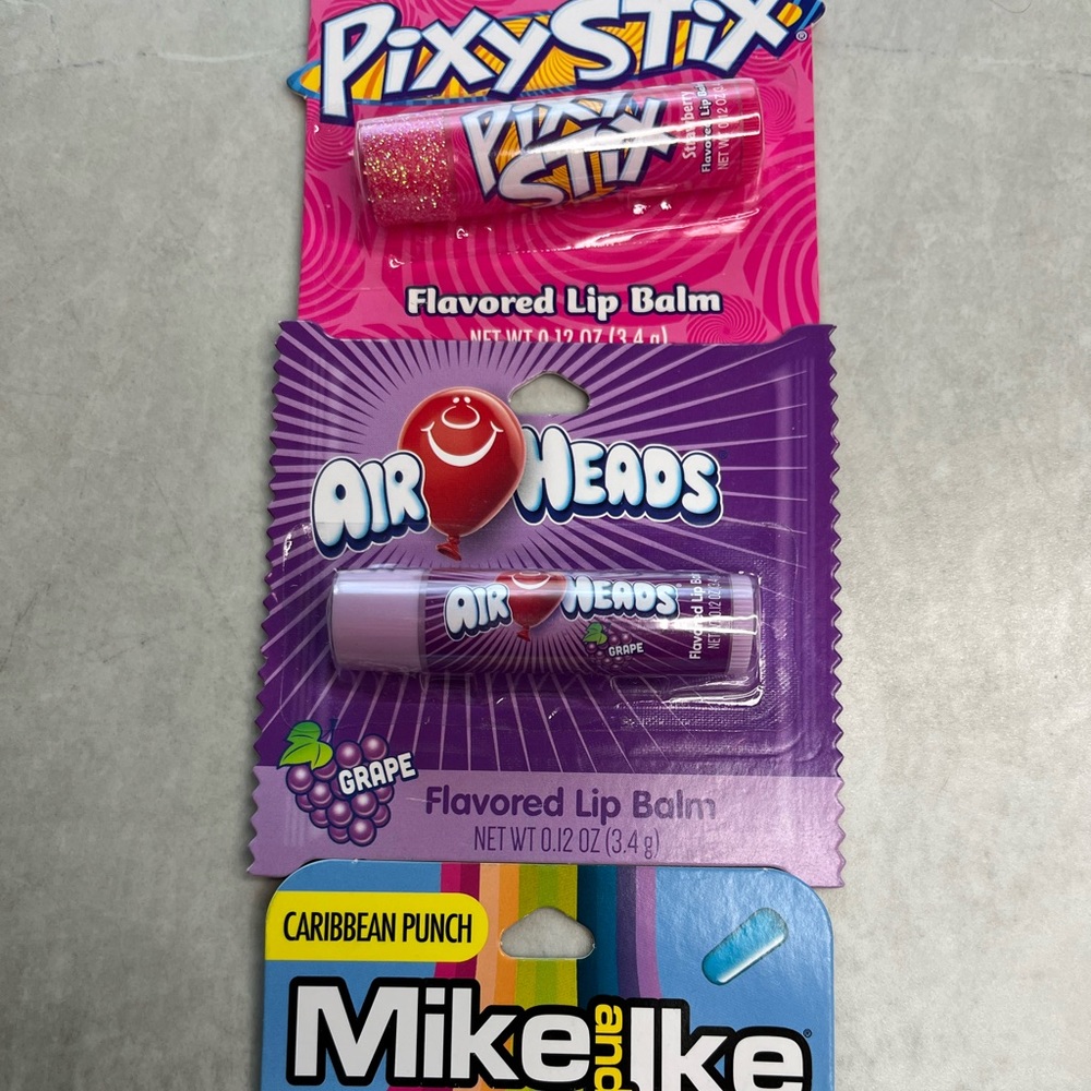 Brand New Air Head, Mike & Ike and Pixy Stix Lip Balms.